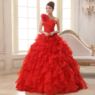 Ball gown dresses: Ruffle Rhinestone Evening Gown