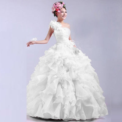 Ball gown dresses: Ruffle Rhinestone Evening Gown