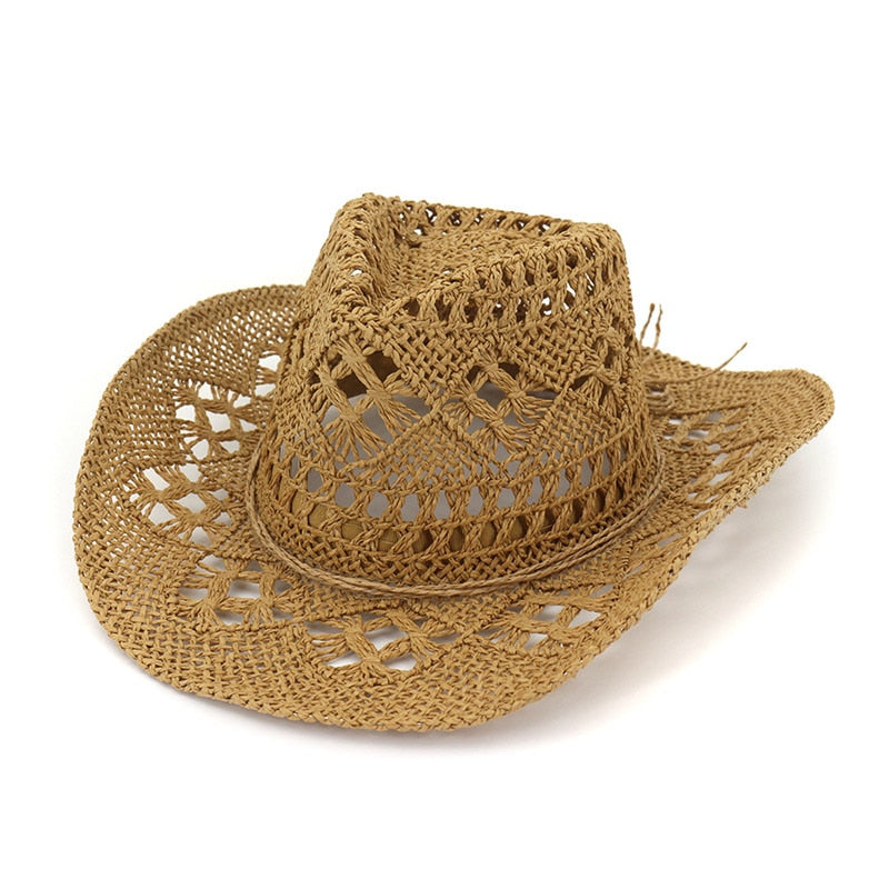 Fashion Hollowed Handmade Cowboy Straw Hat