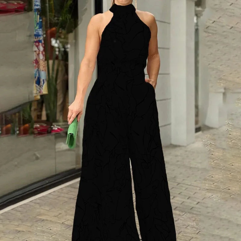 Black Pocketed High Waist Jumpsuit