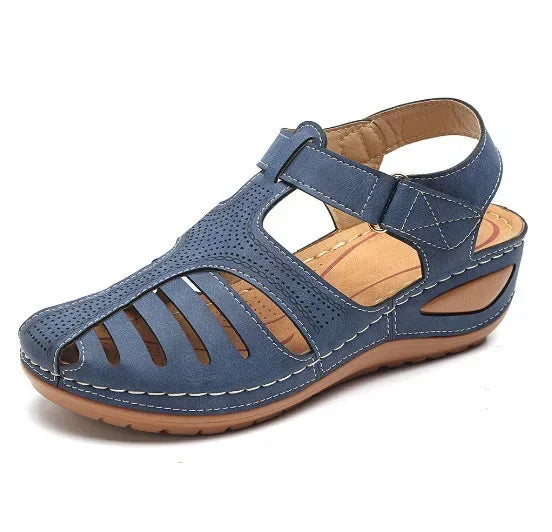 Blue Slingback Wedge Sandals