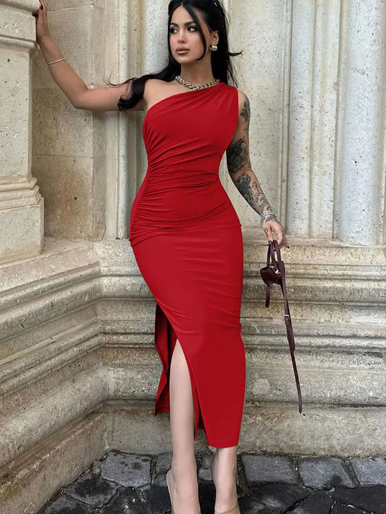 Side slit midi dress