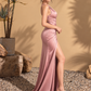 Ruched pink evening dress