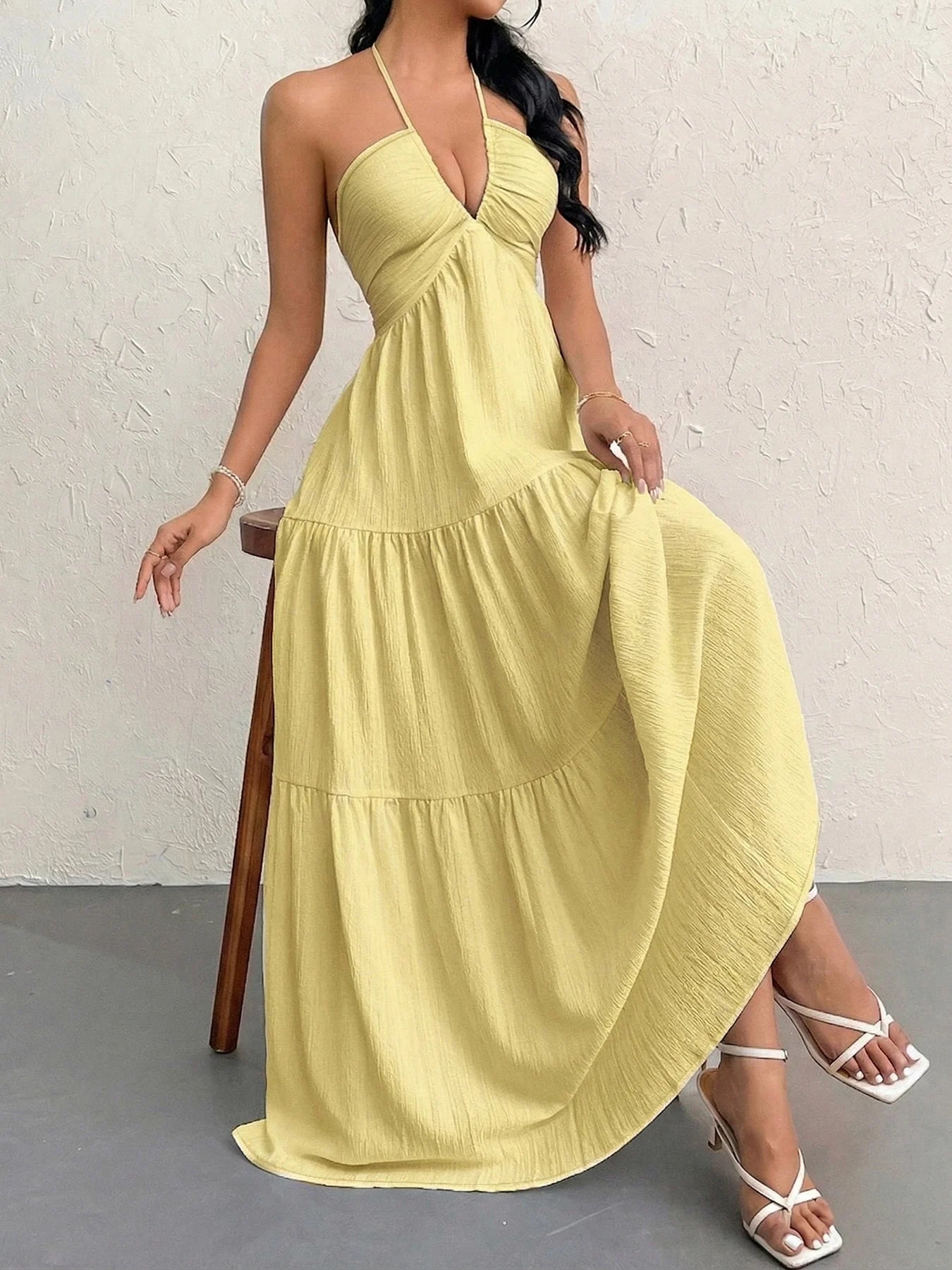 Yellow Halter Maxi Dress