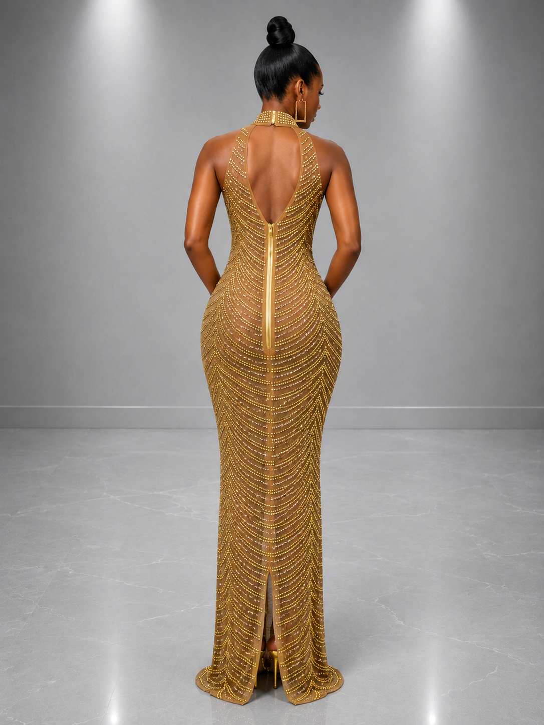 Halter evening dress back view