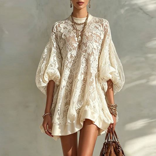 Bohemian floral lace tunic