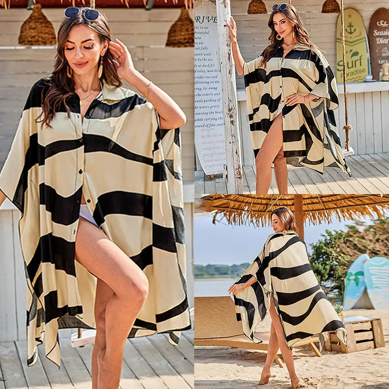 Floral Beach Cover Up Shirt