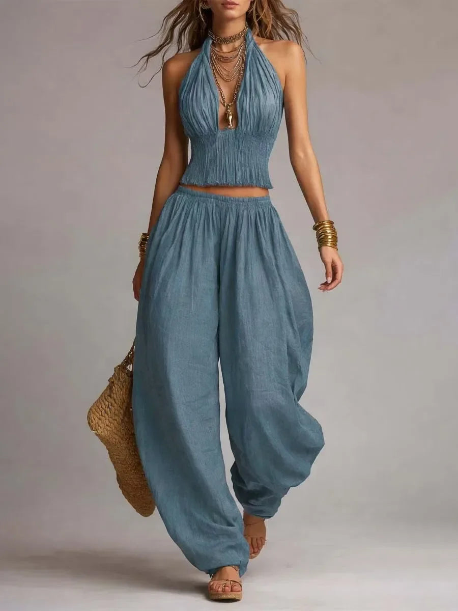 Boho Halter Pants Outfit