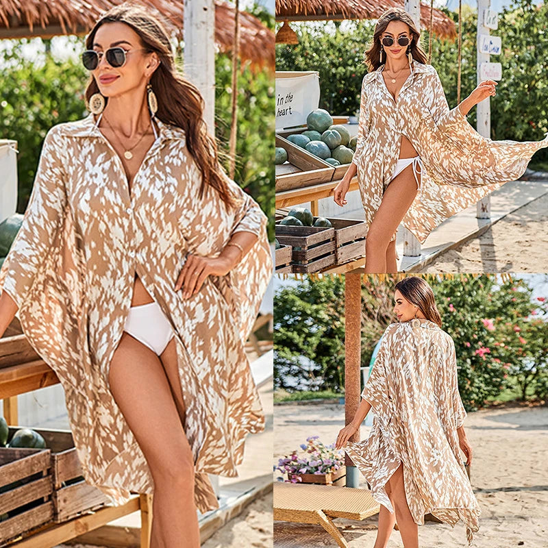 Button front floral coverup
