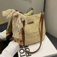 Lace bow straw bag