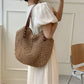 Woven straw tote bag