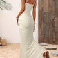 Beige striped spaghetti strap dress