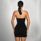 Elegant pullover mini dress back view