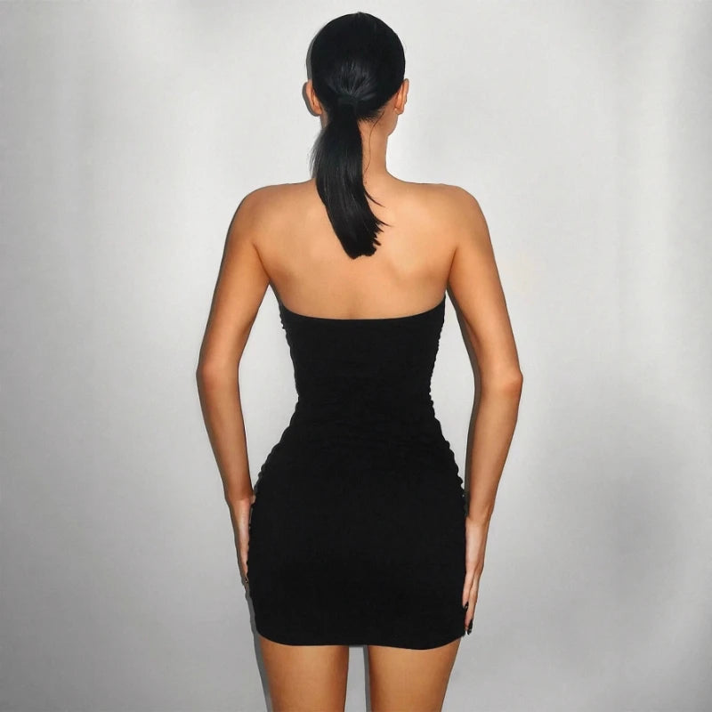 Elegant pullover mini dress back view