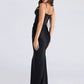 Black corset dress side view