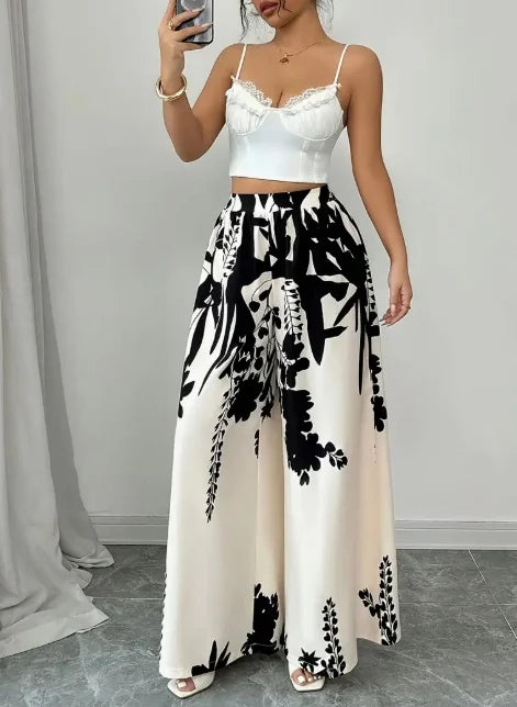 Botanical print palazzo pants