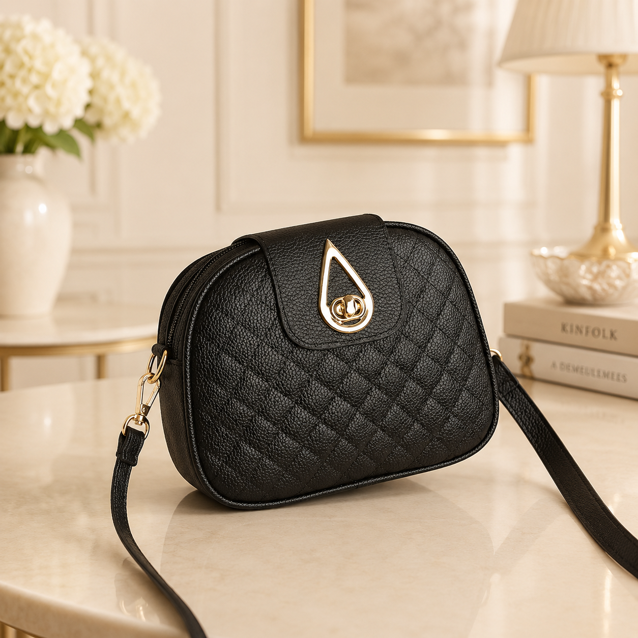 Pebbled leather crossbody bag