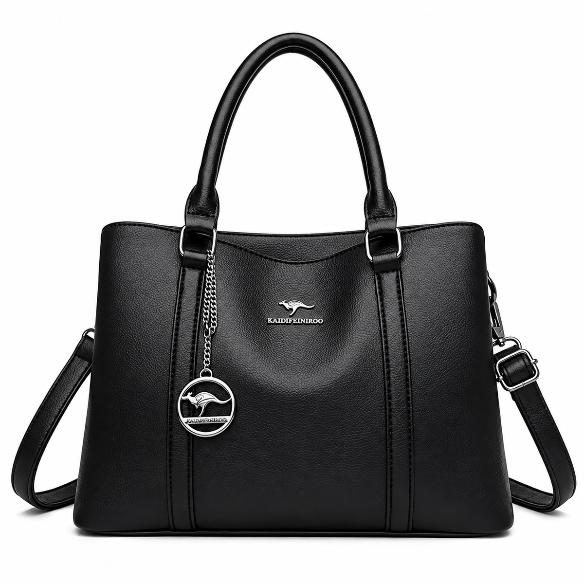 Black structured tote handbag