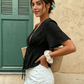 Gathered peplum waist blouse
