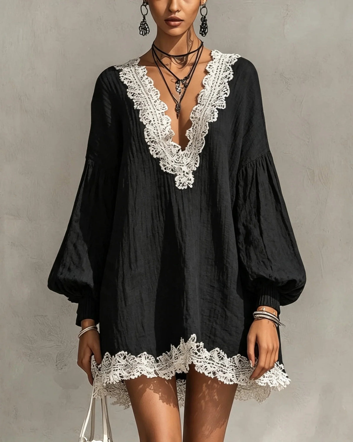 Flowy lace trimmed dress
