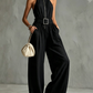 Black zipper front jumpsuit