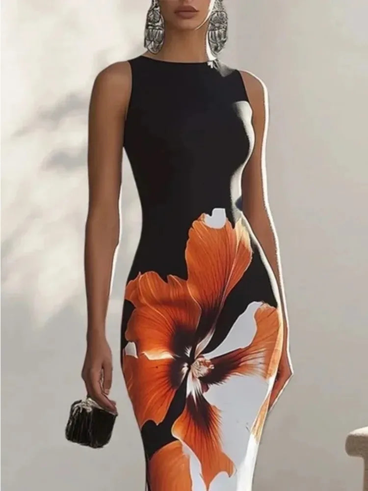 Elegant orange flower dress