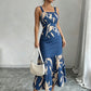 Sleeveless blue floral dress
