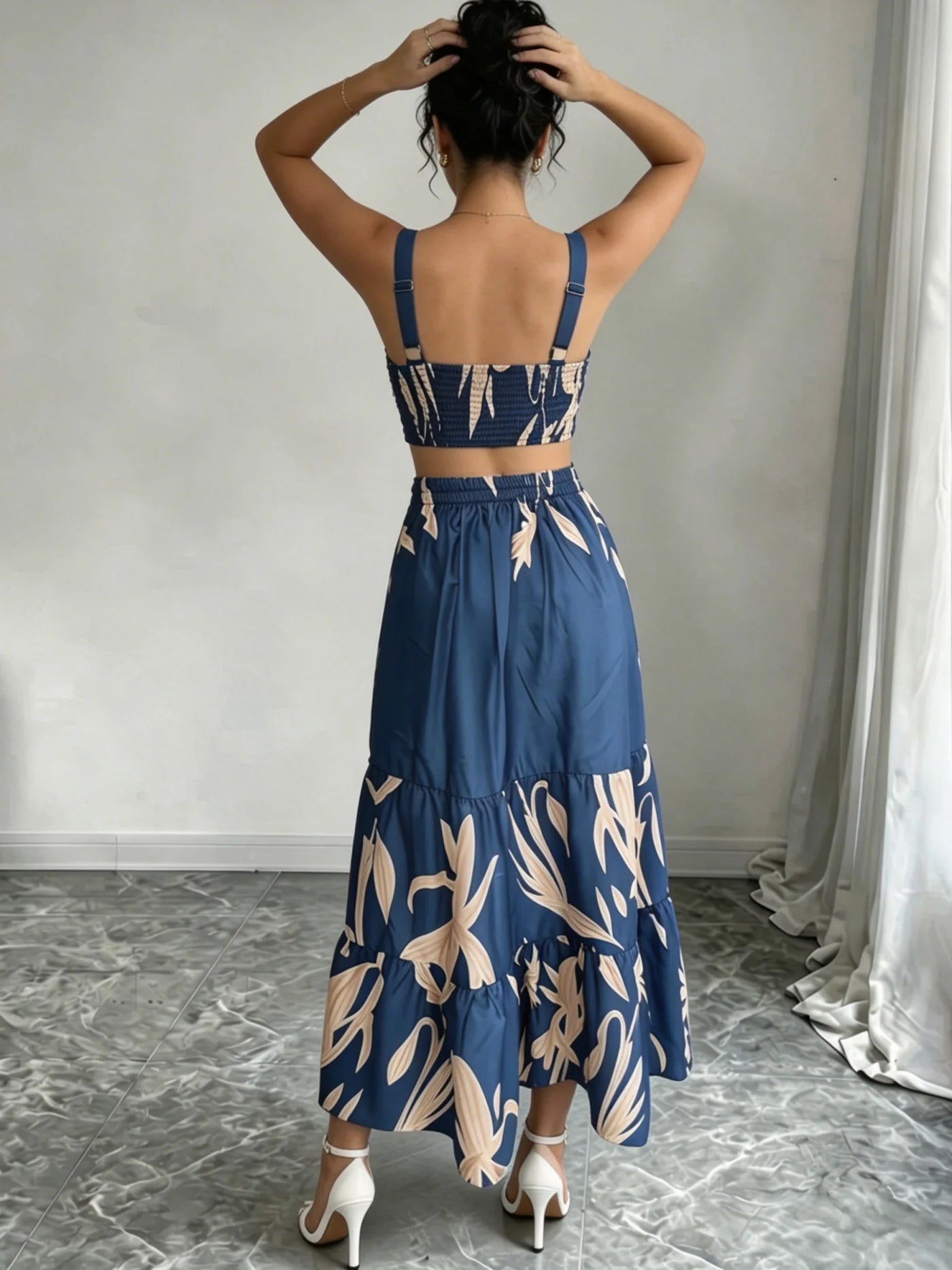 Floral tiered midi dress
