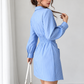 Striped wrap shirt dress