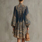 Navy paisley print dress