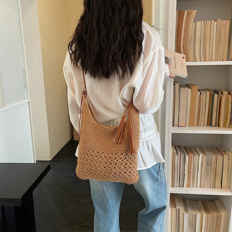 Tassel woven handbag