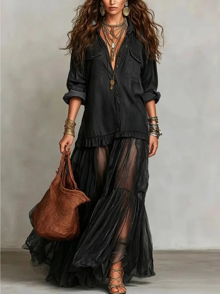 Button Down Maxi Shirt Dress