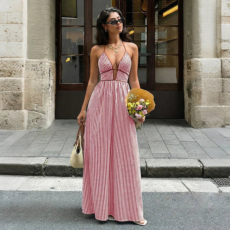 Open Back Halter Dress