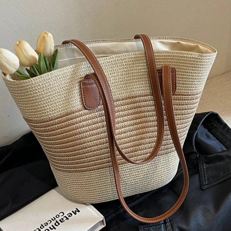 Woven Straw Tote Bag
