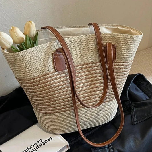 Woven Straw Tote Bag