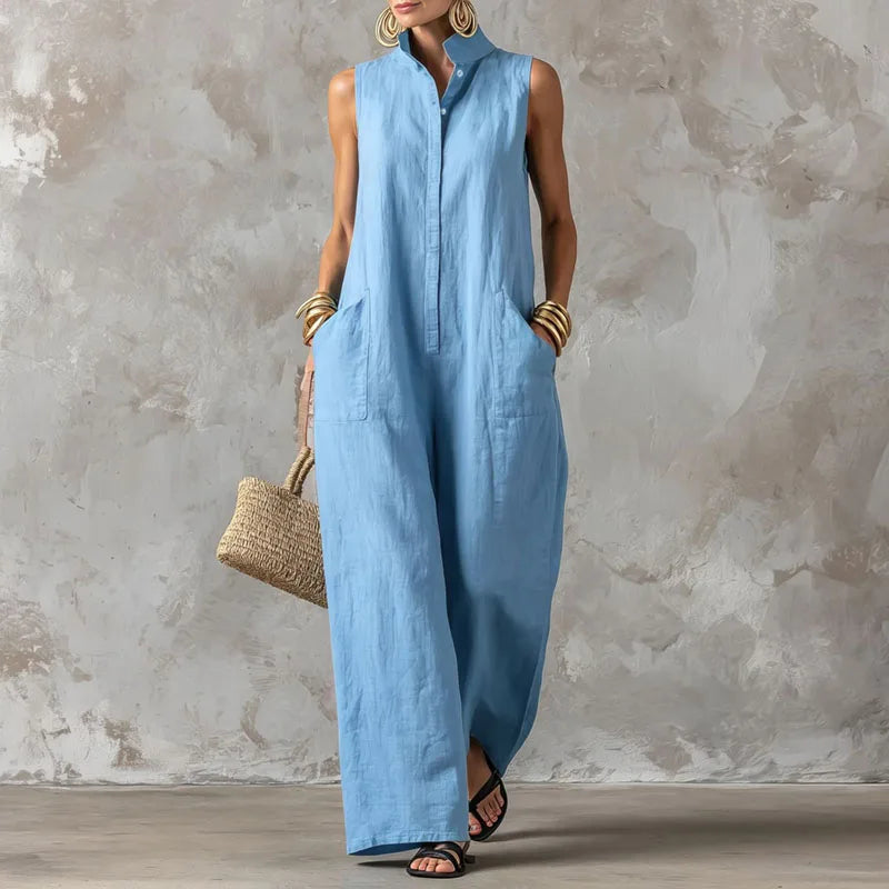 Blue Wide Leg Romper