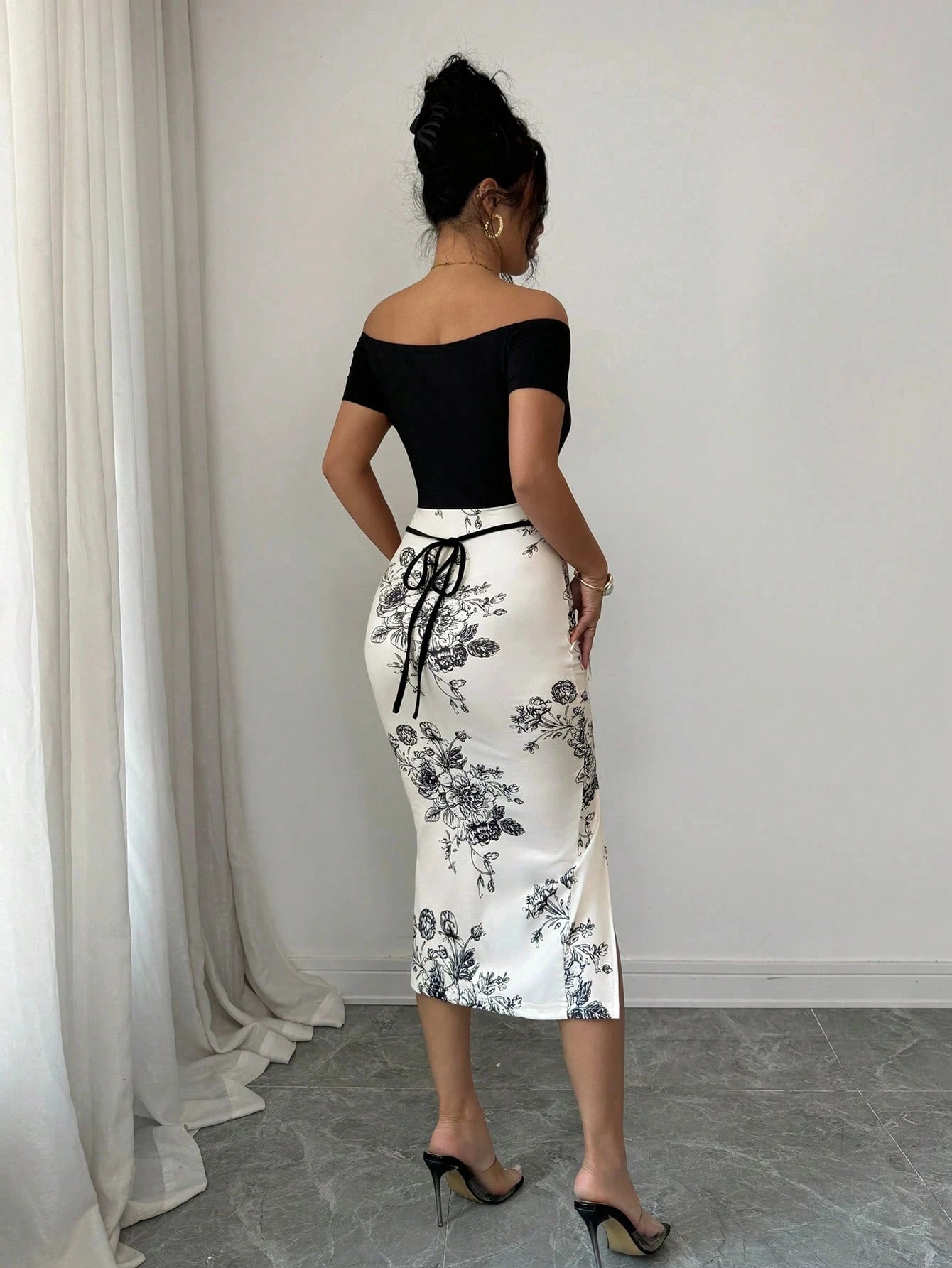 High waist printed skirt