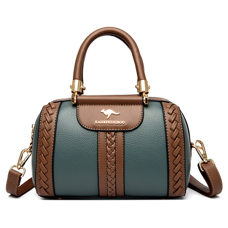 Two-Tone Braided Structured Handbag