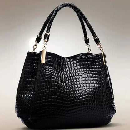 Crocodile print black shoulder purse