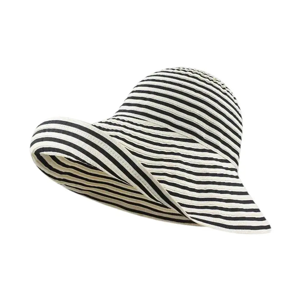 Black striped floppy hat