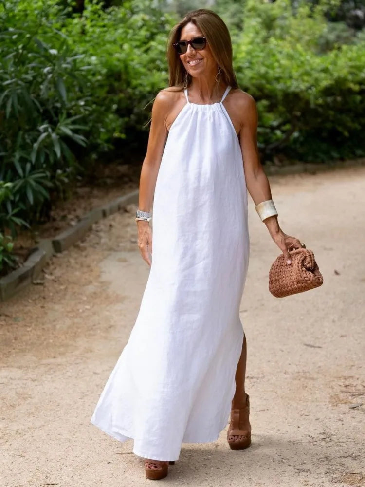 Sleeveless Linen Look Dress