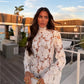 White floral lace mini dress