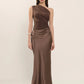 Brown One Shoulder Dress front view