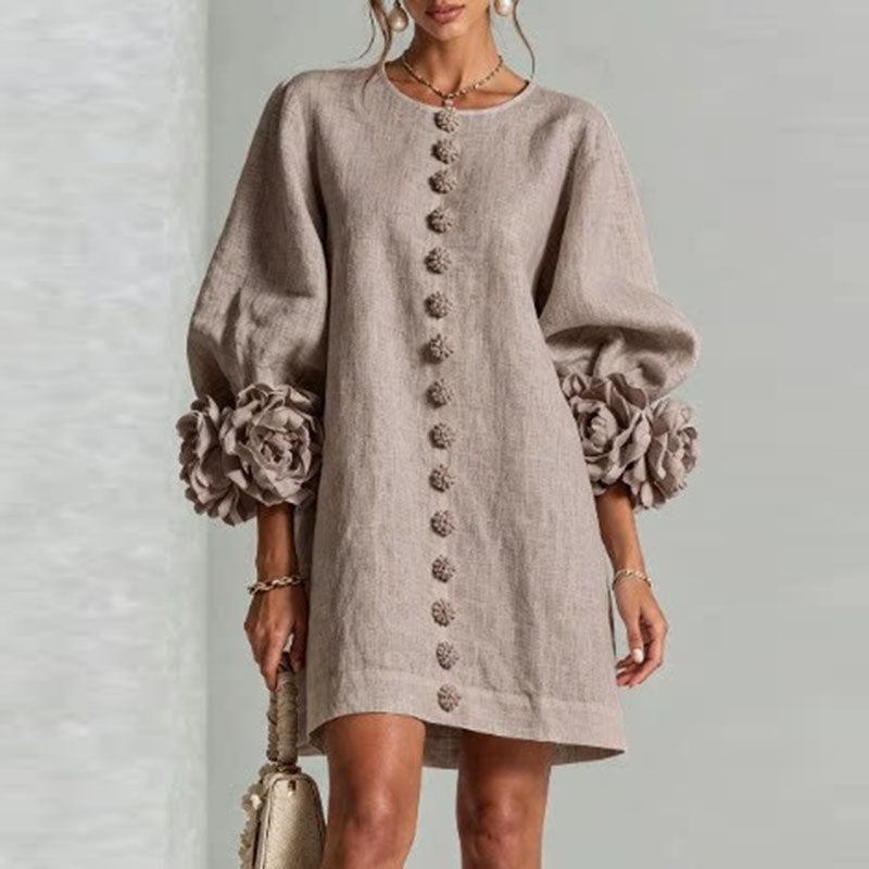Linen look mini shift dress