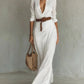 White belted maxi dress