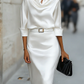 Knee length satin dress