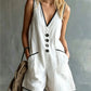 Sleeveless Button Front Shorts Jumpsuit
