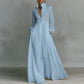 Blue button front long dress