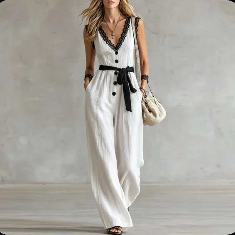 White wide leg jumpsuit