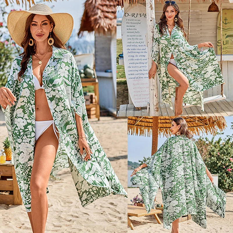 Floral poolside coverup shirt